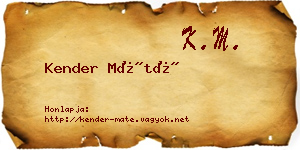 Kender Máté névjegykártya