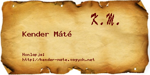 Kender Máté névjegykártya